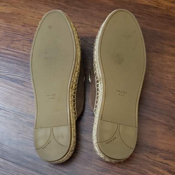 Prada Brown Suede Women's Loafers Mule Espadrille Size 39.5 - Picture 7 of 9